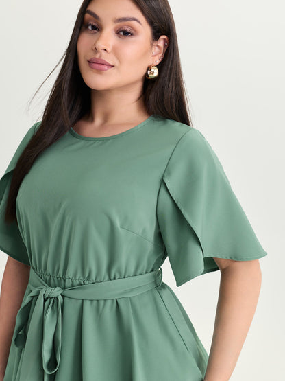 Pastel Flowy Petal Sleeve Tie Blouse