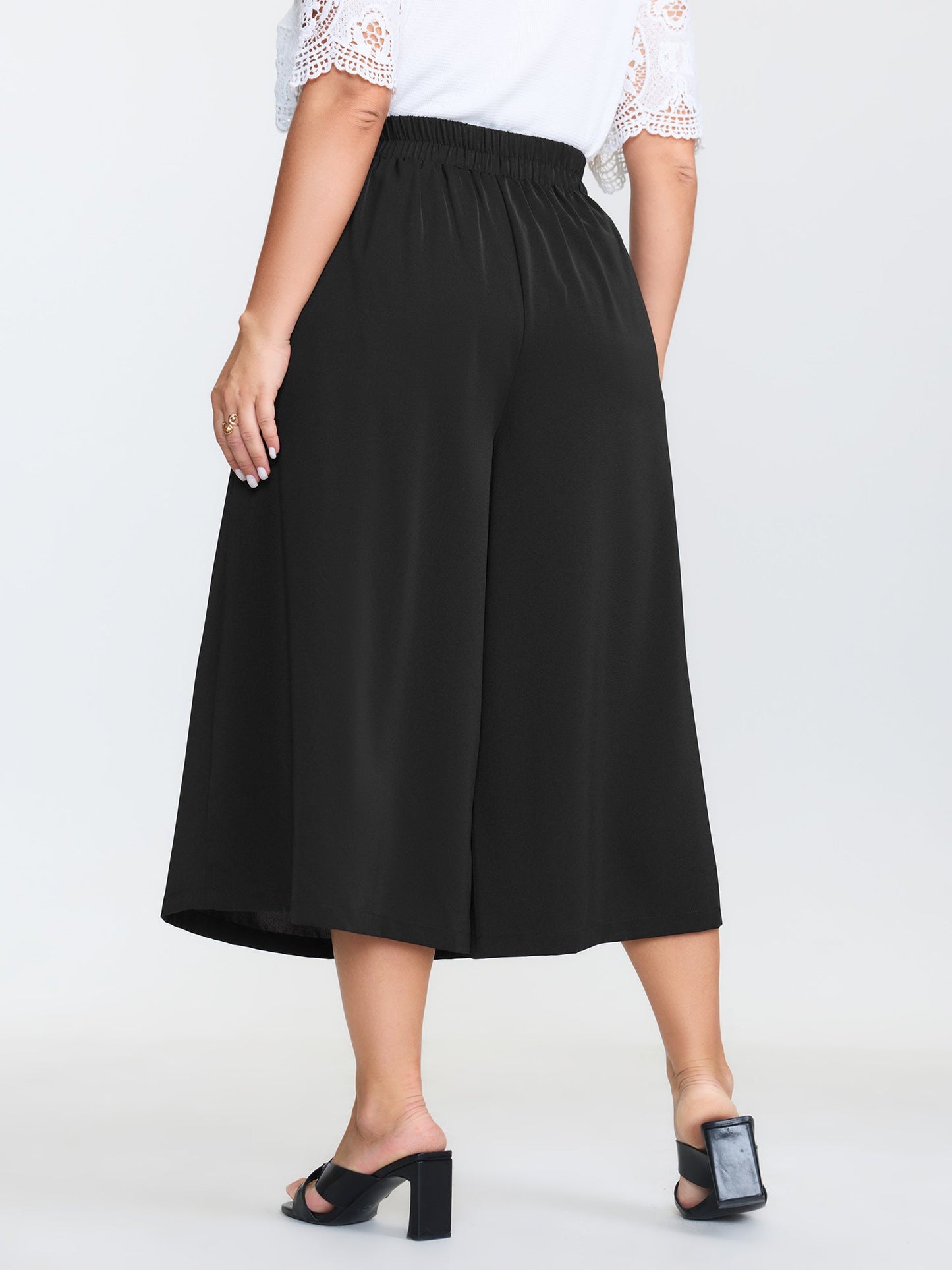 Stretchy Waist Wide-Leg Pants