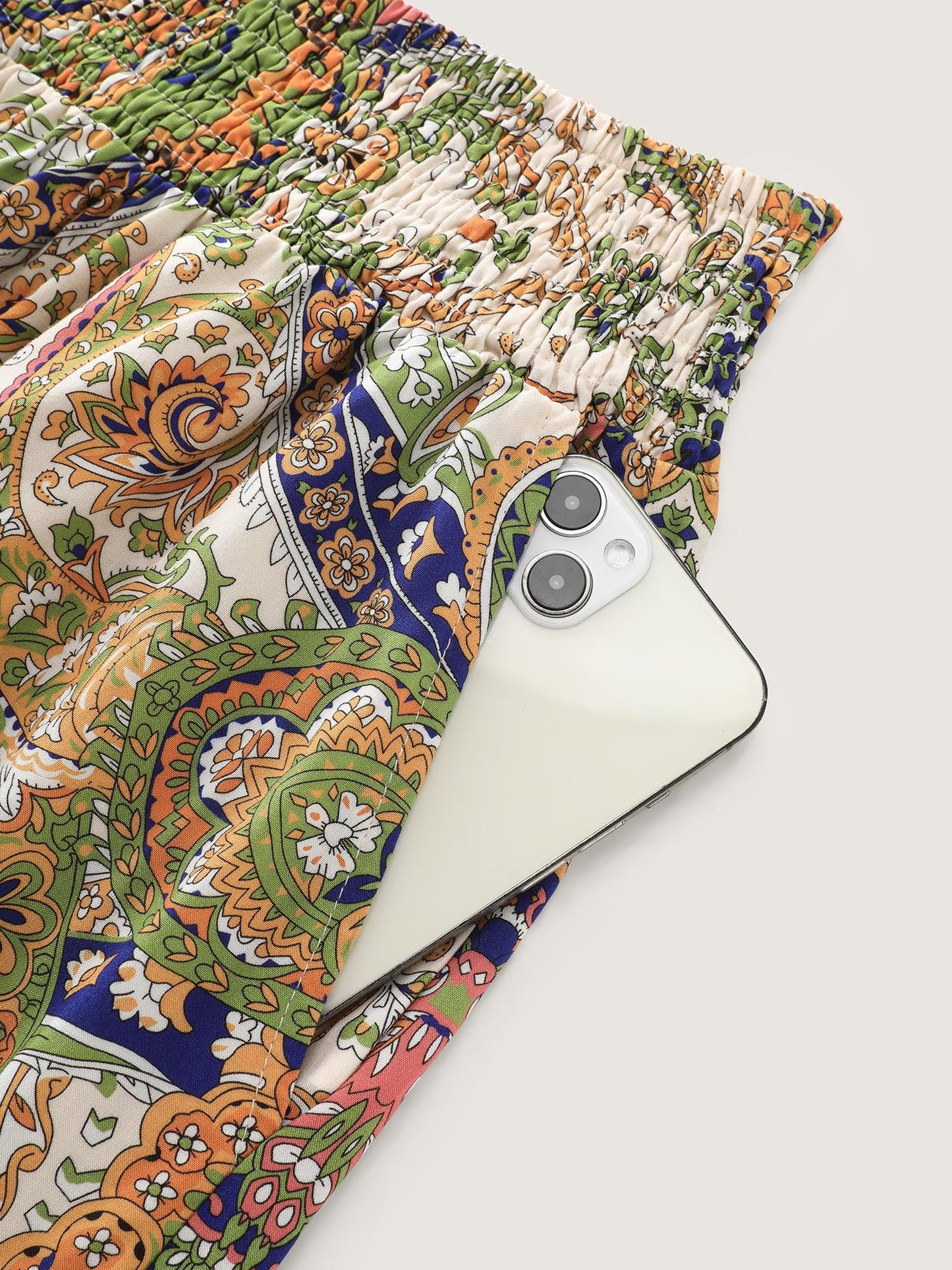 Paisley Print Wide Waistband Jogger Pants