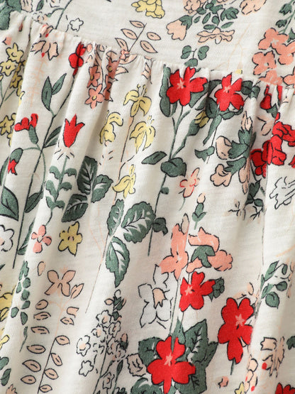 Pure Cotton Floral Print Square Neck Top