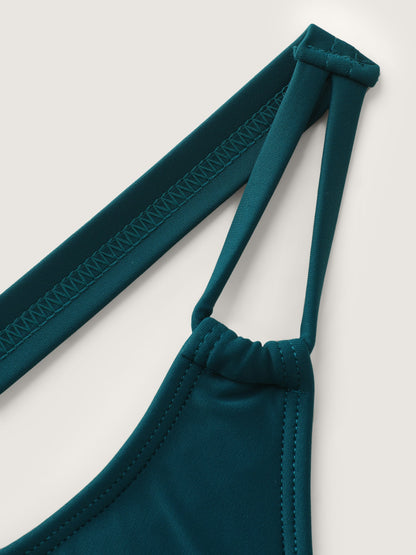 Channel Drawstring Tummy-Control Swim Top