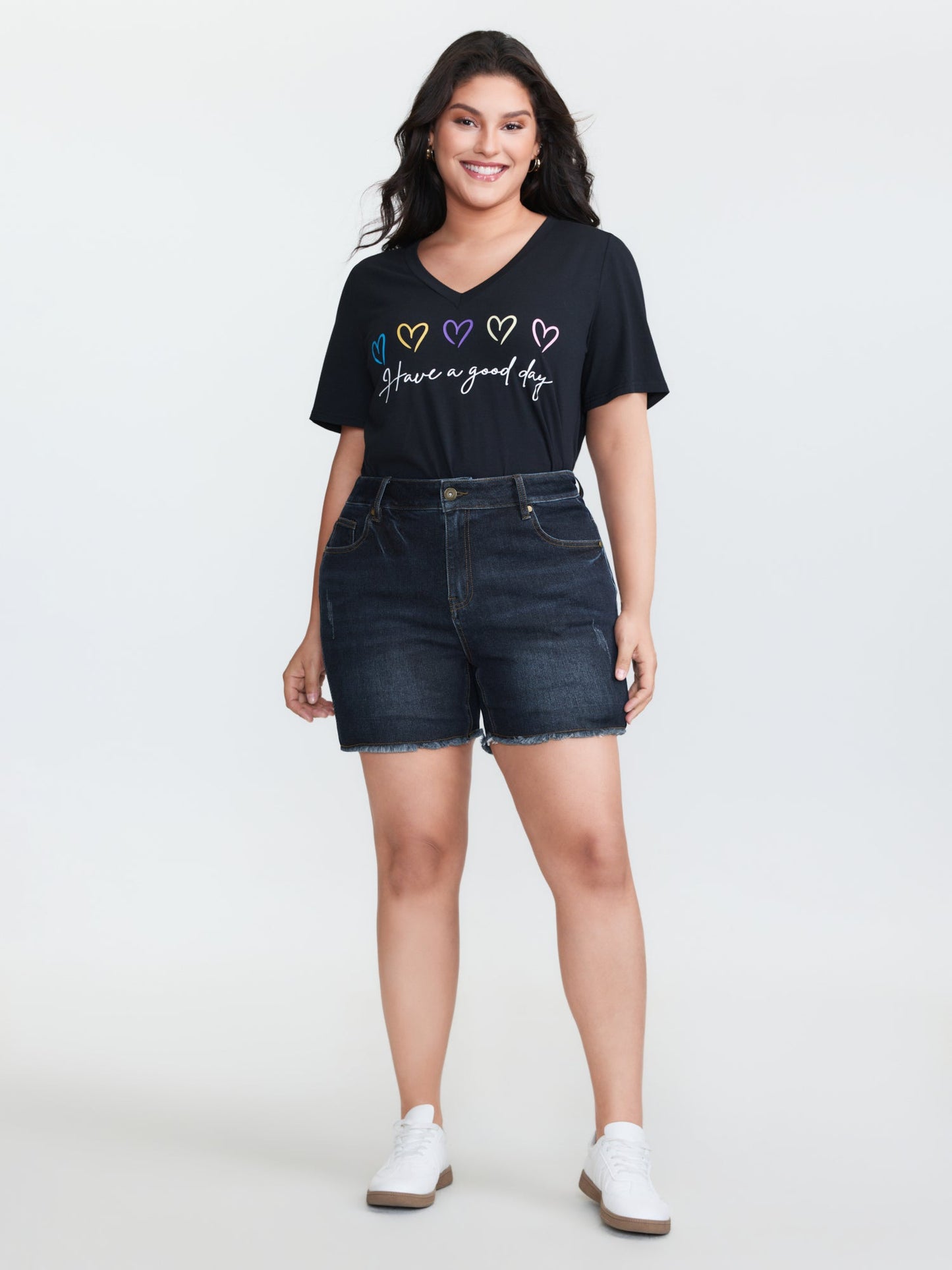 Stretchy Mid-Rise Denim Shorts
