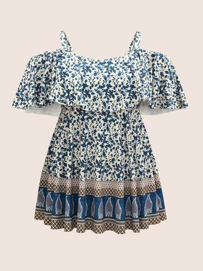 Bandana Print Cold Shoulder Swim Dress