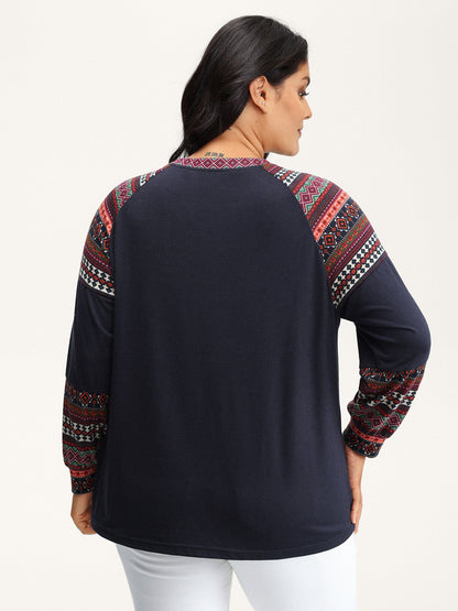 Supersoft Boho Stripes Spliced T-Shirt