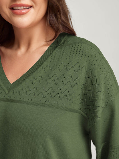 Supersoft Textured Eyelet Trim Pullover