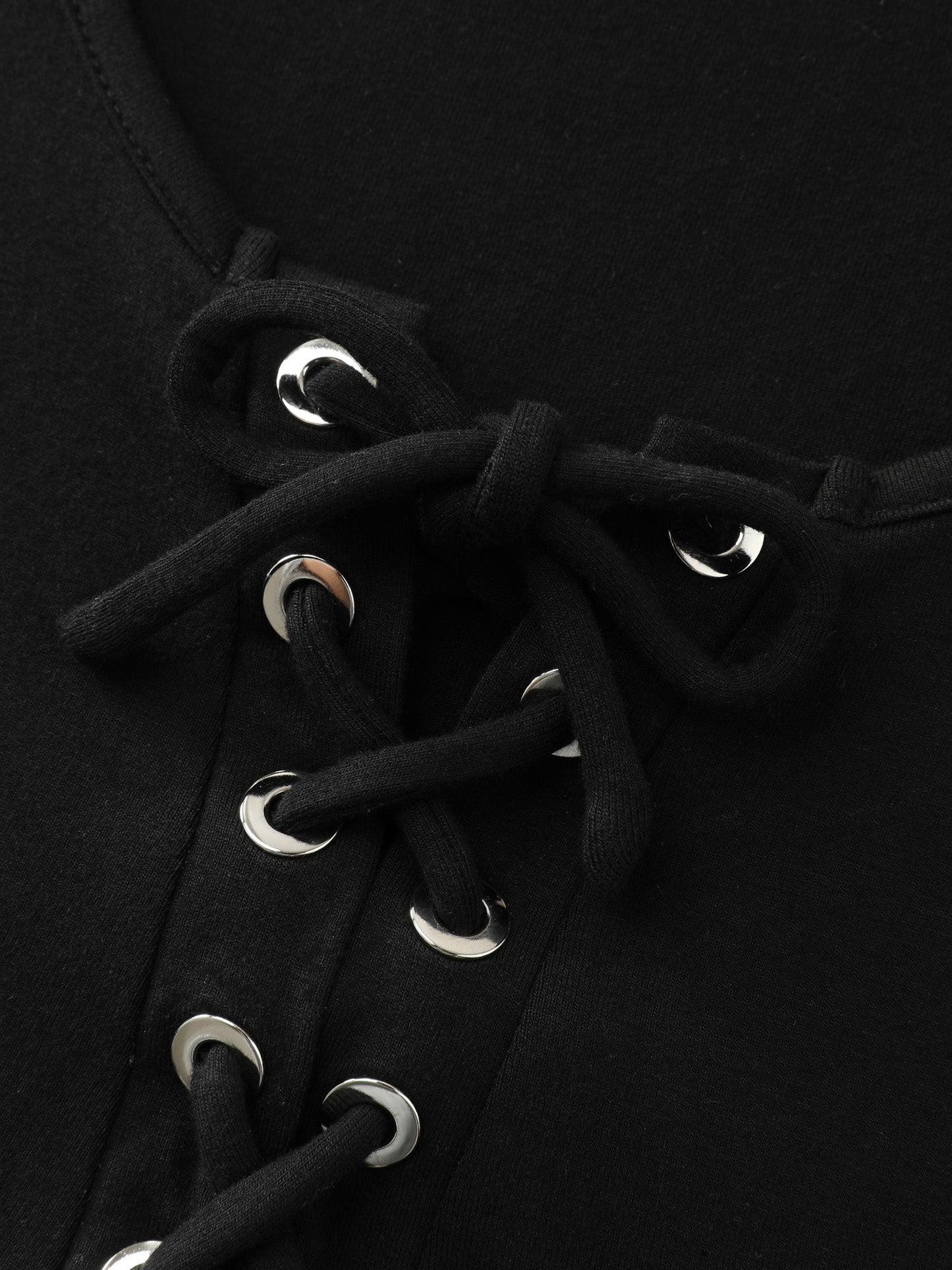 Cross Tie Neckline Plain T-Shirt