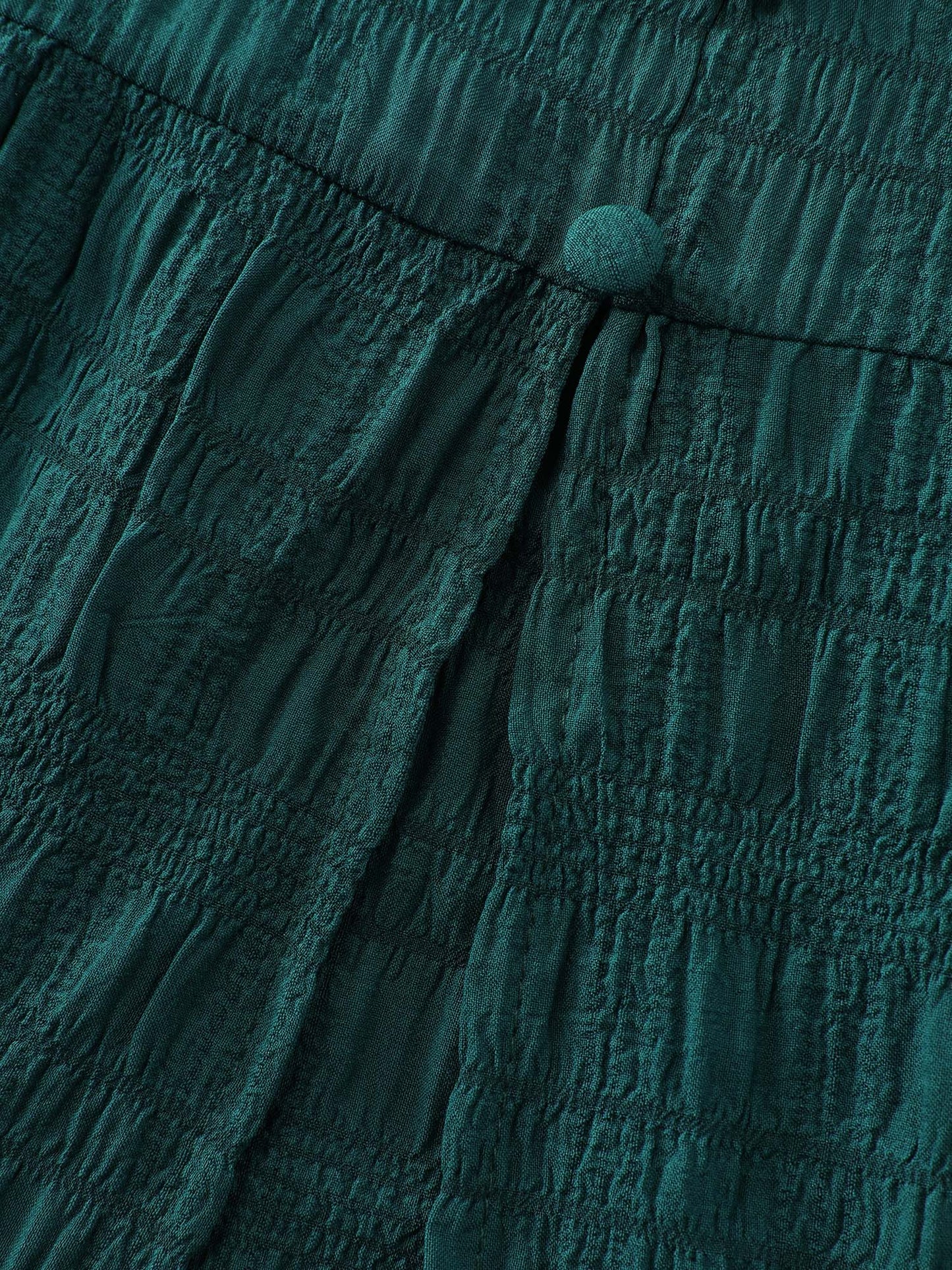 Textured Triangular Cinched-Waist Tiered Maxi Dress