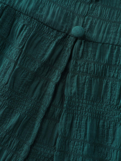 Textured Triangular Cinched-Waist Tiered Maxi Dress