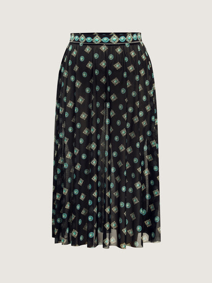 Geometric Print Pleated Tummy-Control One-Piece Swimsuit