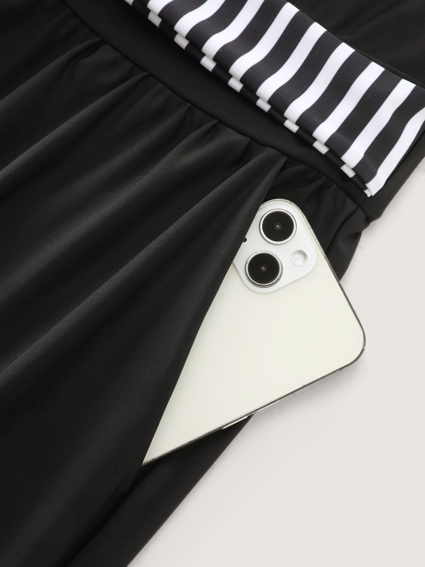 Monochrome Striped Belted One-Piece Swimsuit