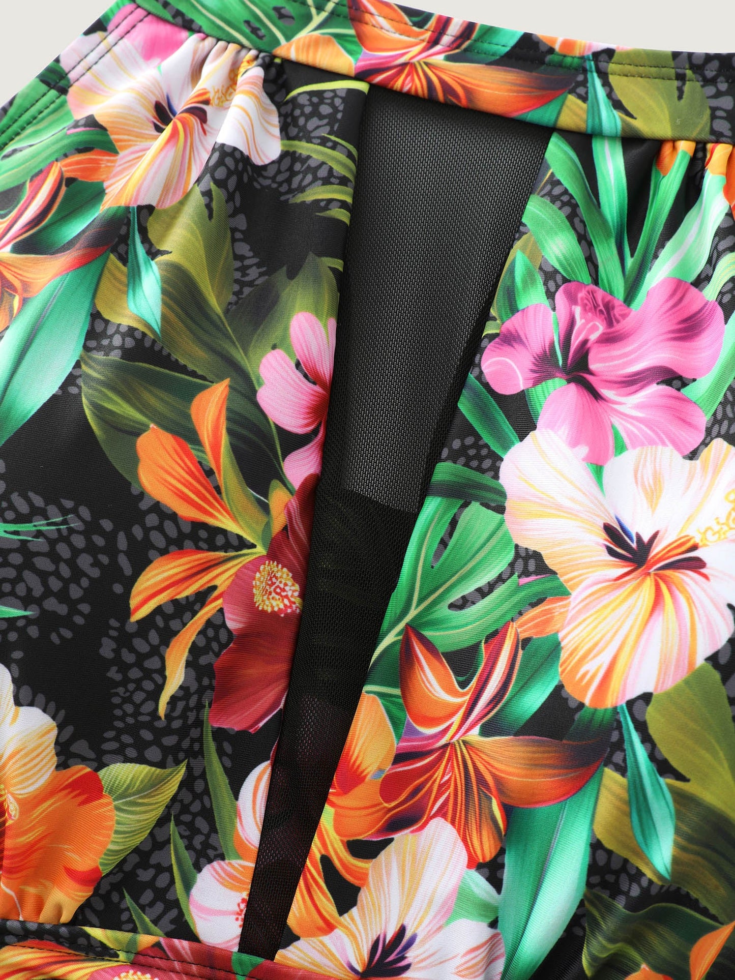 Tropical Floral Print Hip Coverage Swim Dress