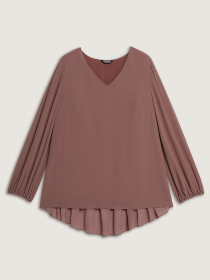 Chiffon Overlap Back Pleated Blouse