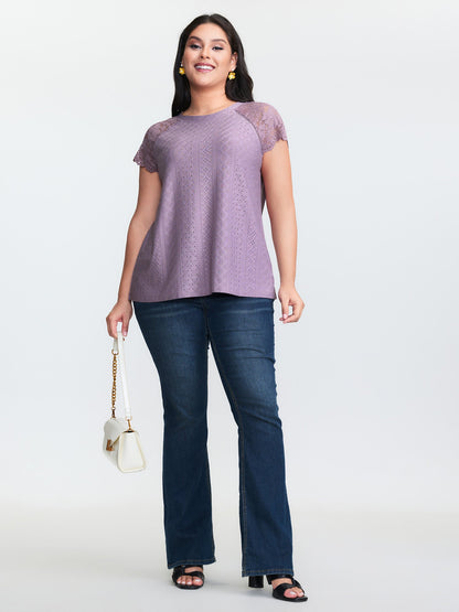 Lace Trim Back-Tie T-Shirt