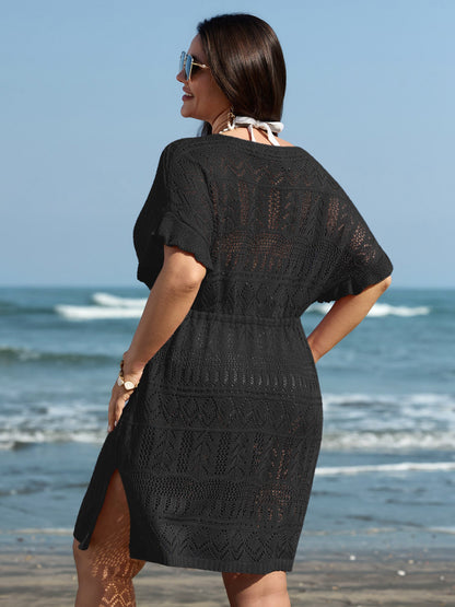 Textured Cut-Out Drawstring Swim Cover-Up