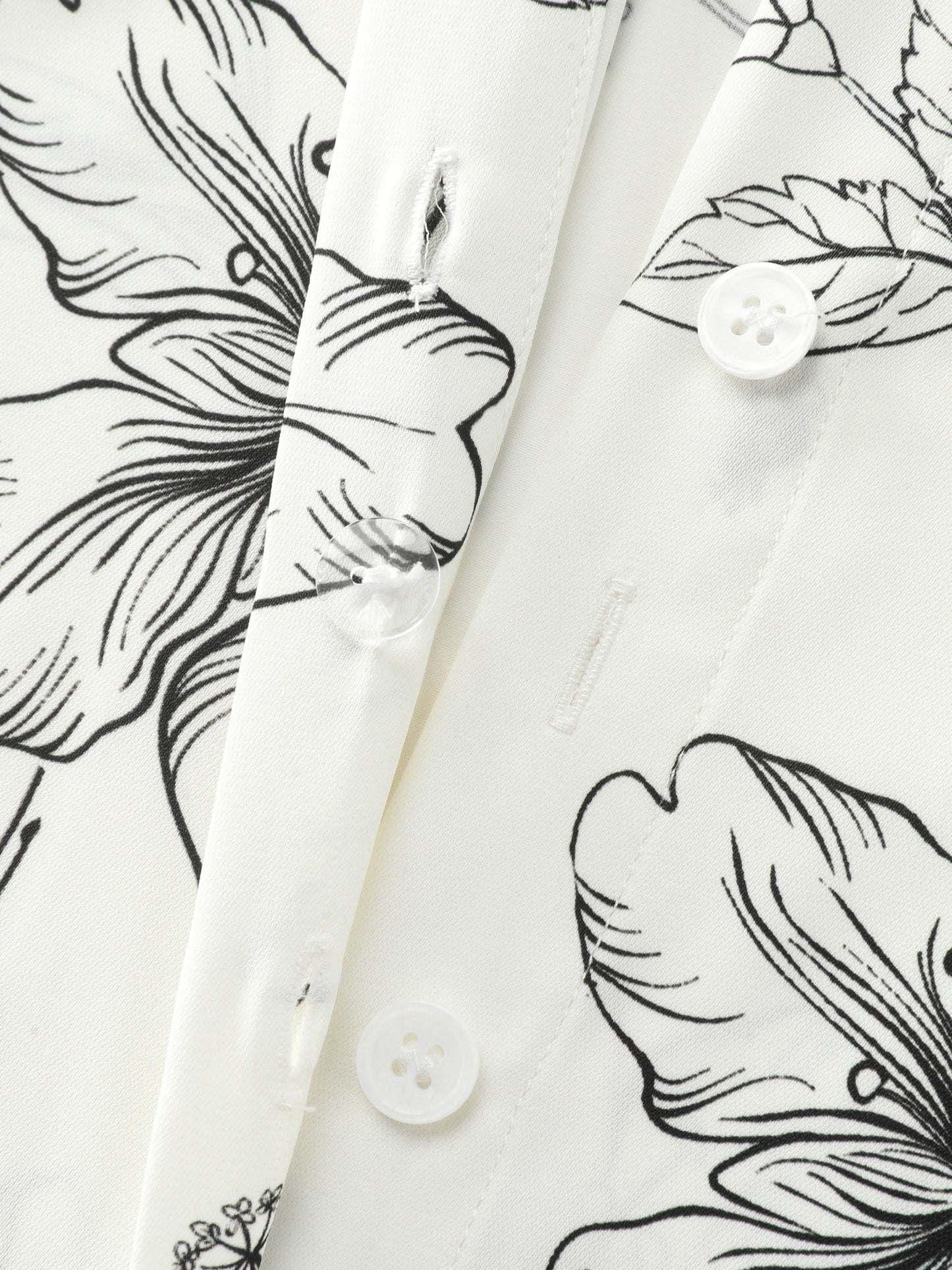 Floral Print Tab Sleeve Button-Down Blouse