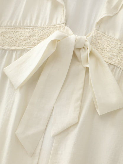 Sheer Lace Lotus Leaf Detail Kimono