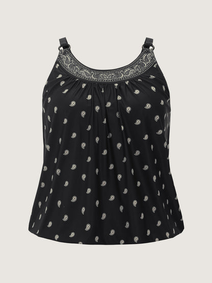 Paisley Print Adjustable Bust Support Swim Top