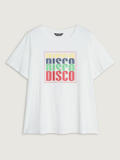 Cotton Multi-Color Disco Print Stretchy T-Shirt