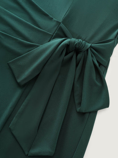 Stretchy Draped Side Tie Blouse