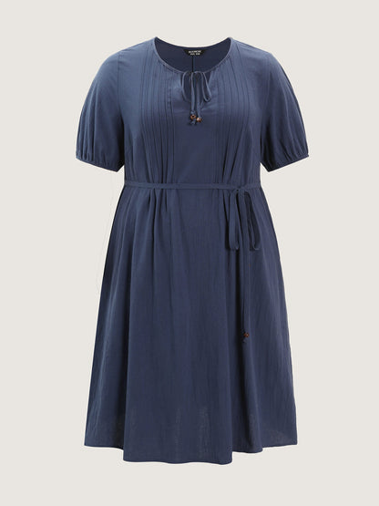 Pure Cotton Toothpick Pleat Mini Dress