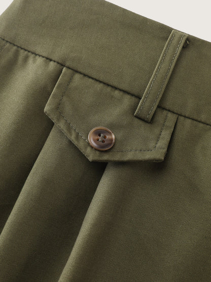 Pure Cotton Pleated Plain Shorts