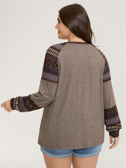 Supersoft Boho Stripes Spliced T-Shirt