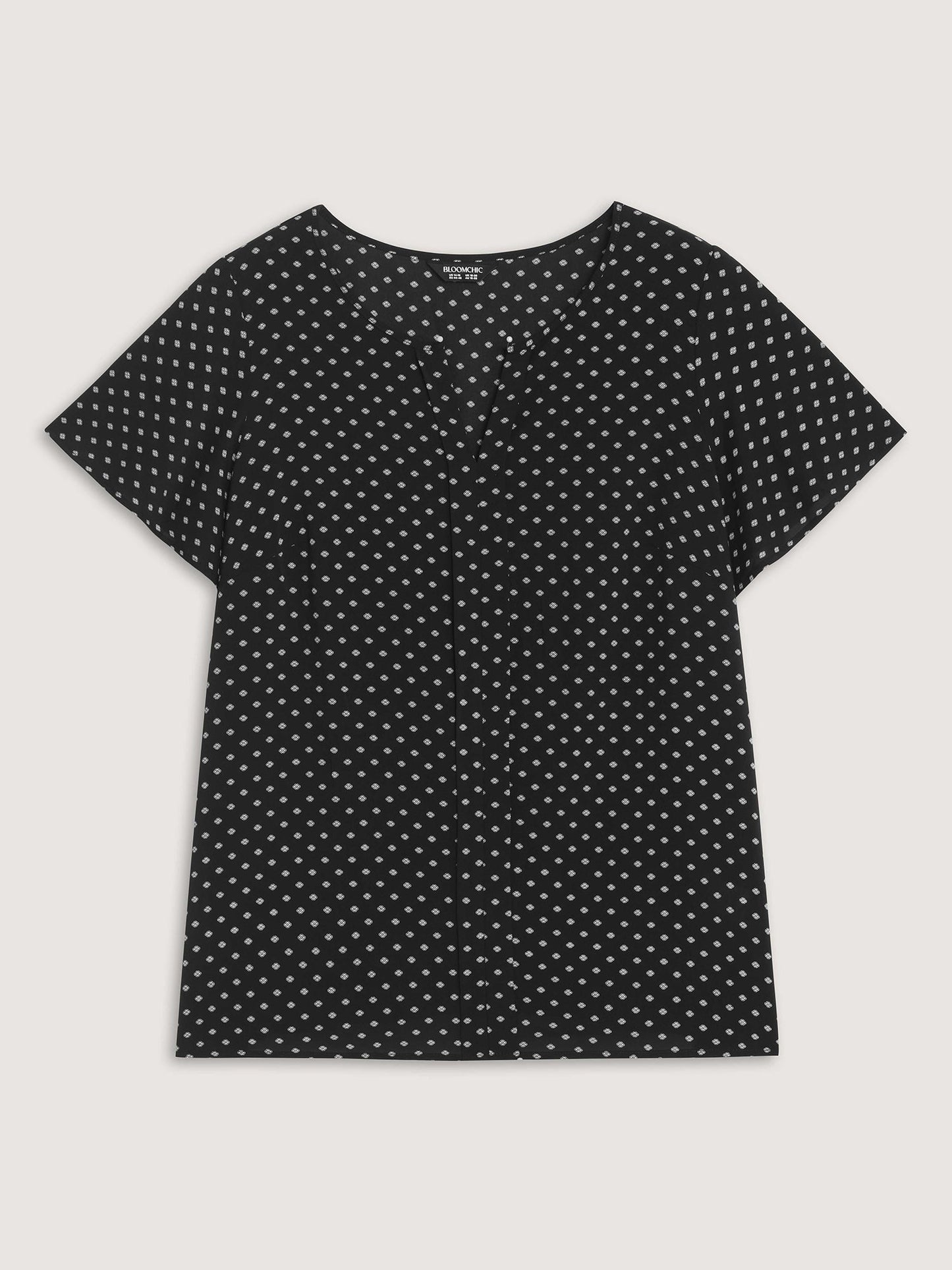 Geometric Print Pleated Front Blouse