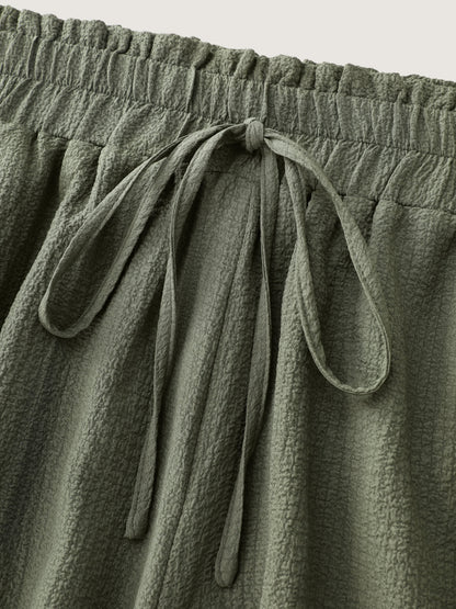 Wide Waistband Flared Lace Trim Shorts