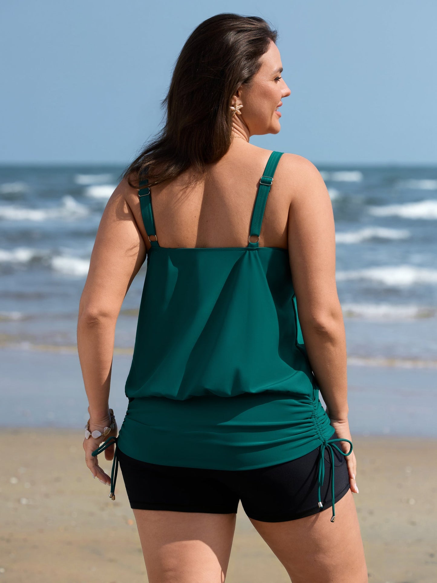Water Drop Cut-Out Ruched Swim Top