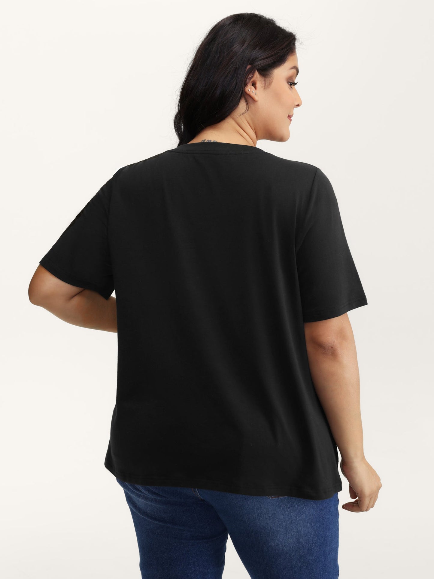 Stretchy V-Neck Solid T-Shirt