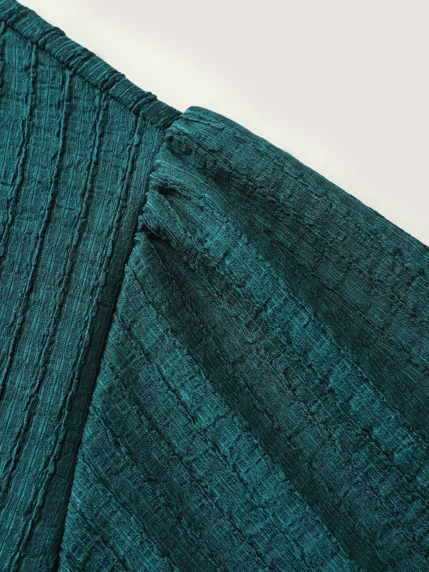 Textured Flared Sleeve Round Neck Knit Top