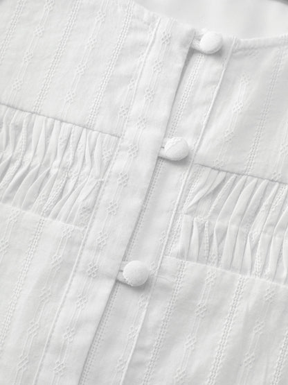 Pure Cotton Pleated Button-Down Shirt