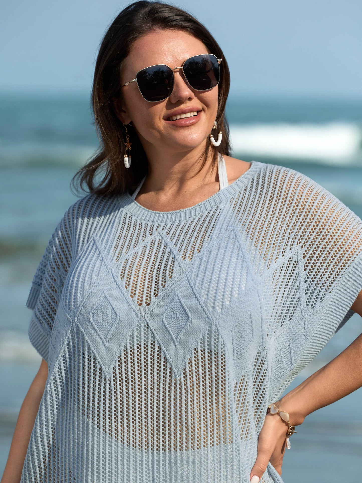 Cut-Out Fringe Hem Swim Cover-Up