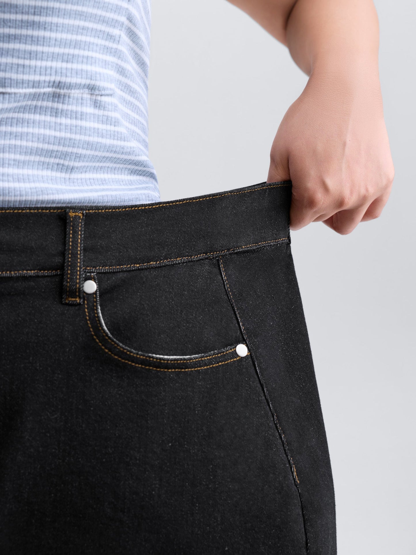 Built-In-Brief Stretchy Bootcut Denim Skirt
