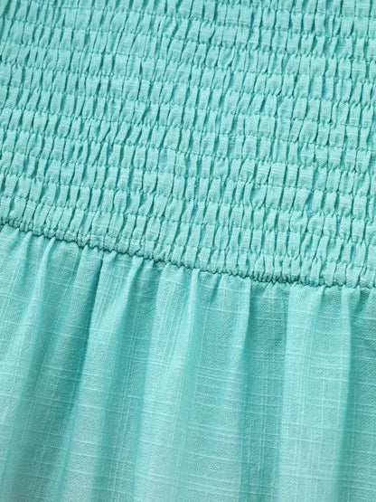 Pure Cotton Color Gradient Ruffled Maxi Dress
