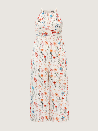 Blooming Florals Waist-Tie Jumpsuit
