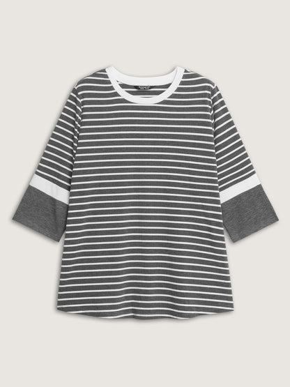 Monochrome Stripes Round Neck T-Shirt