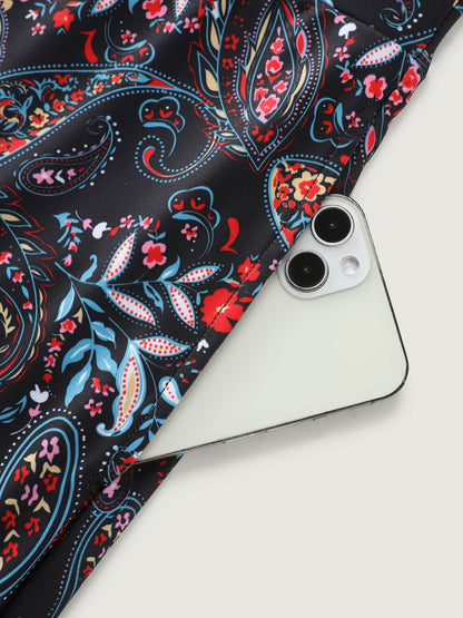 Paisley Print Crossstraps Pockets Swim Dress
