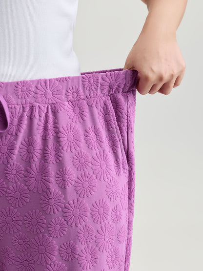 Drawstring Textured Wide-Leg Pants