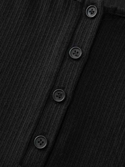 Striped Contrast Button Placket T-Shirt