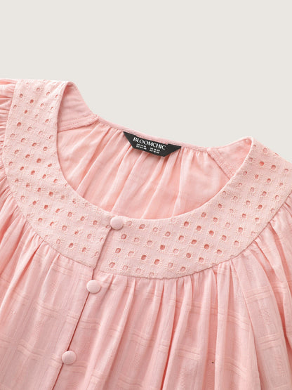 Pure Cotton Pleated Button-Down Top