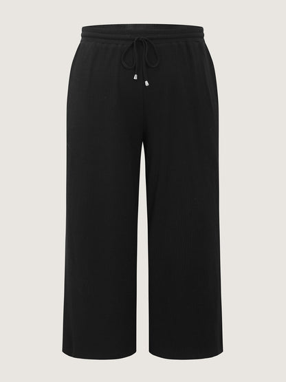 Drawstring Waist Stretchy Textured Sweatpants