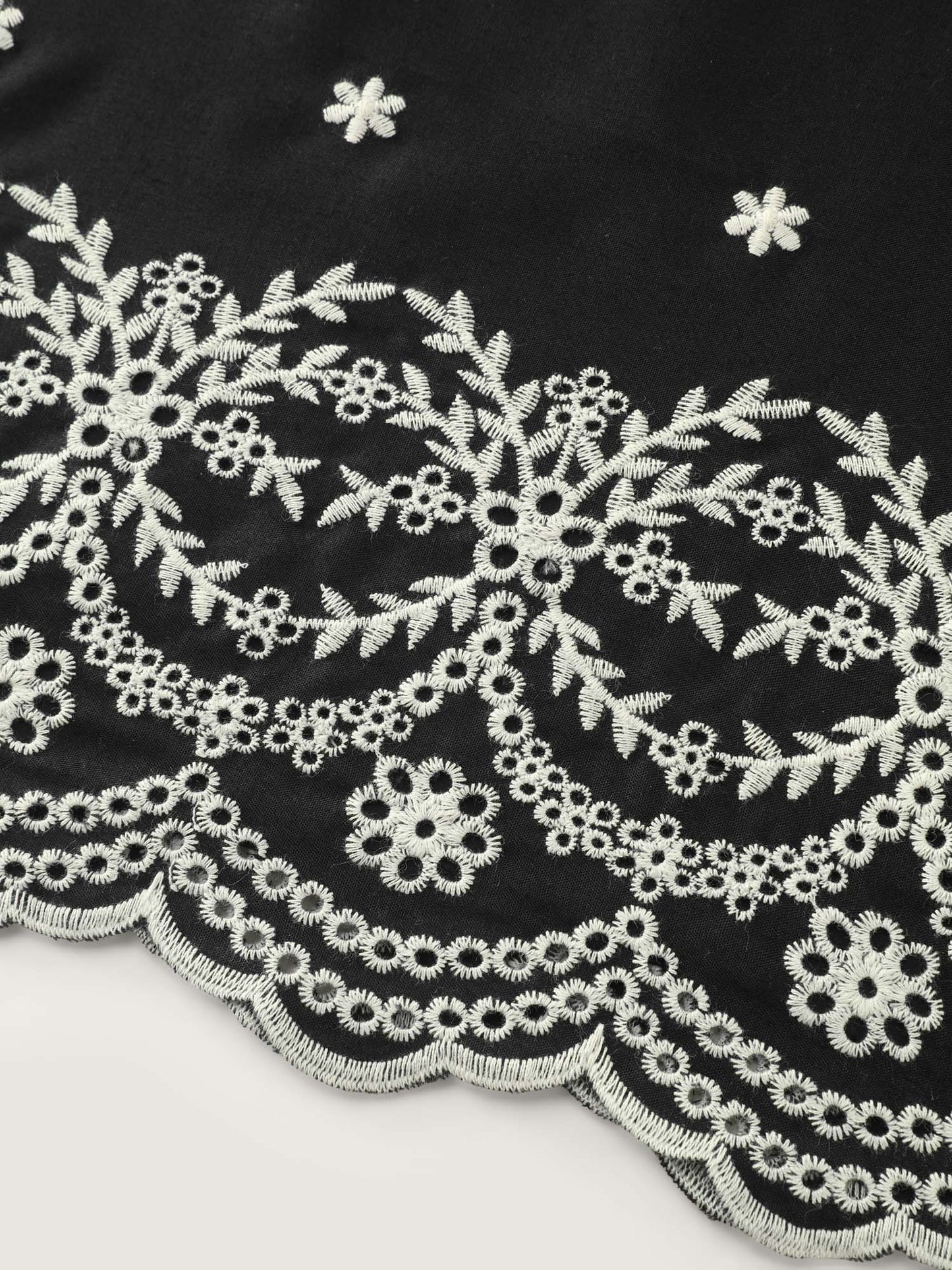 Cotton Monochrome Floral Embroidered Tank Top