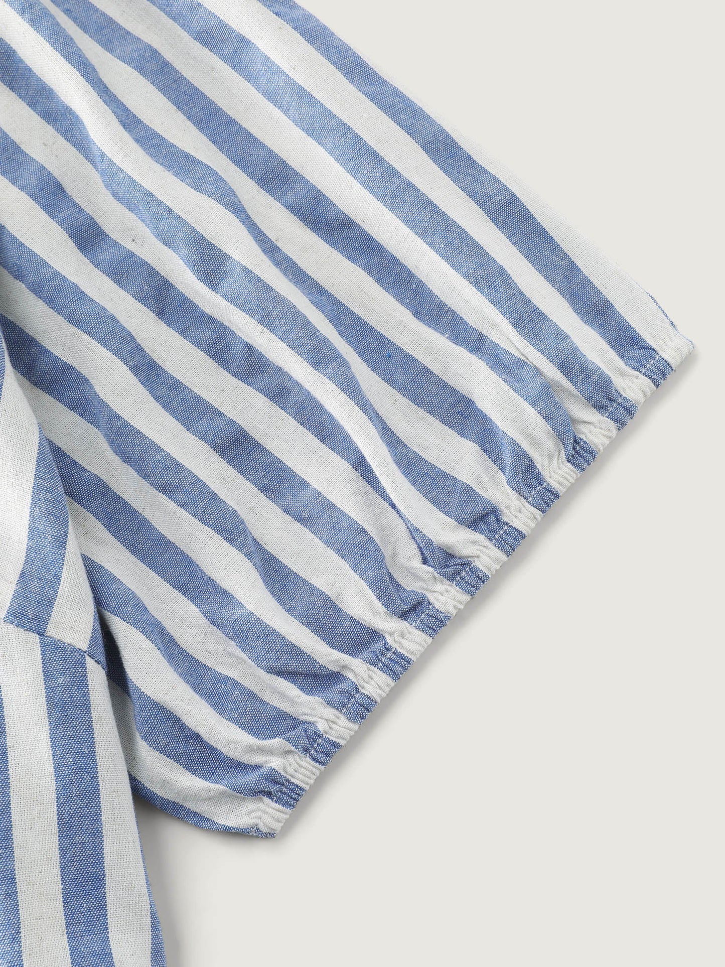 Sun-Washed Cotton Striped Print Neck Tie Blouse