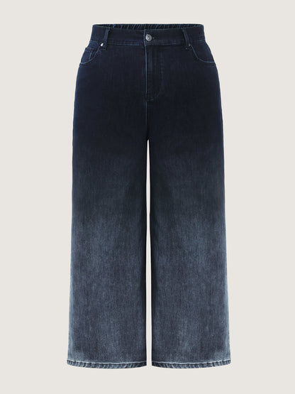 Stretchy Mid Rise Wide Leg Jeans