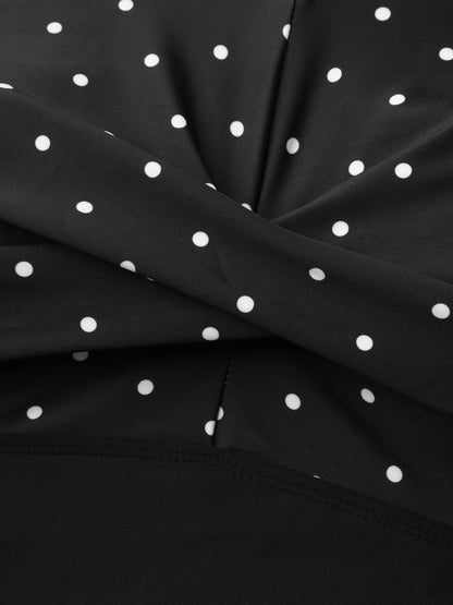 Polka Dots Spliced Ruched One-Piece Swimsuit