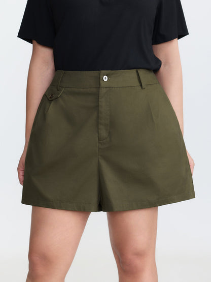 Pure Cotton Pleated Plain Shorts