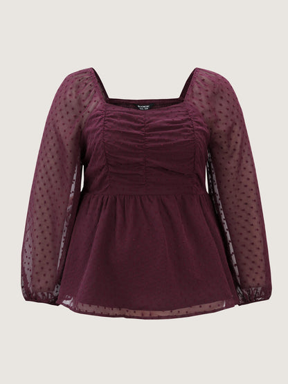 Ruched Textured Shirred Back Blouse