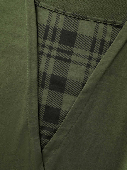 Plaid Spliced Wrap Contrast Sweatshirt