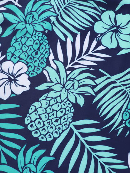 Tropical Floral Print Ruched Swim Dress
